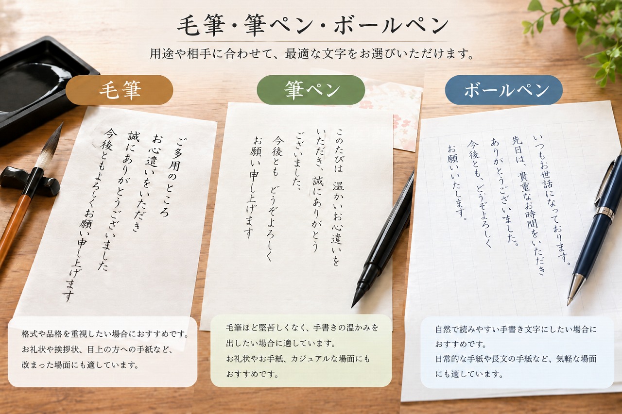 選べる筆記具