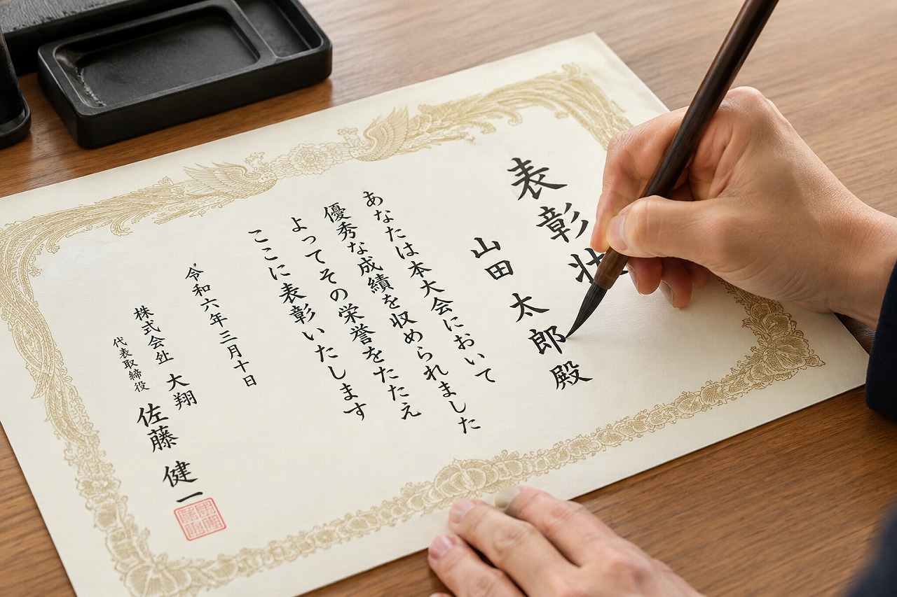 賞状　名前書き　名入れ